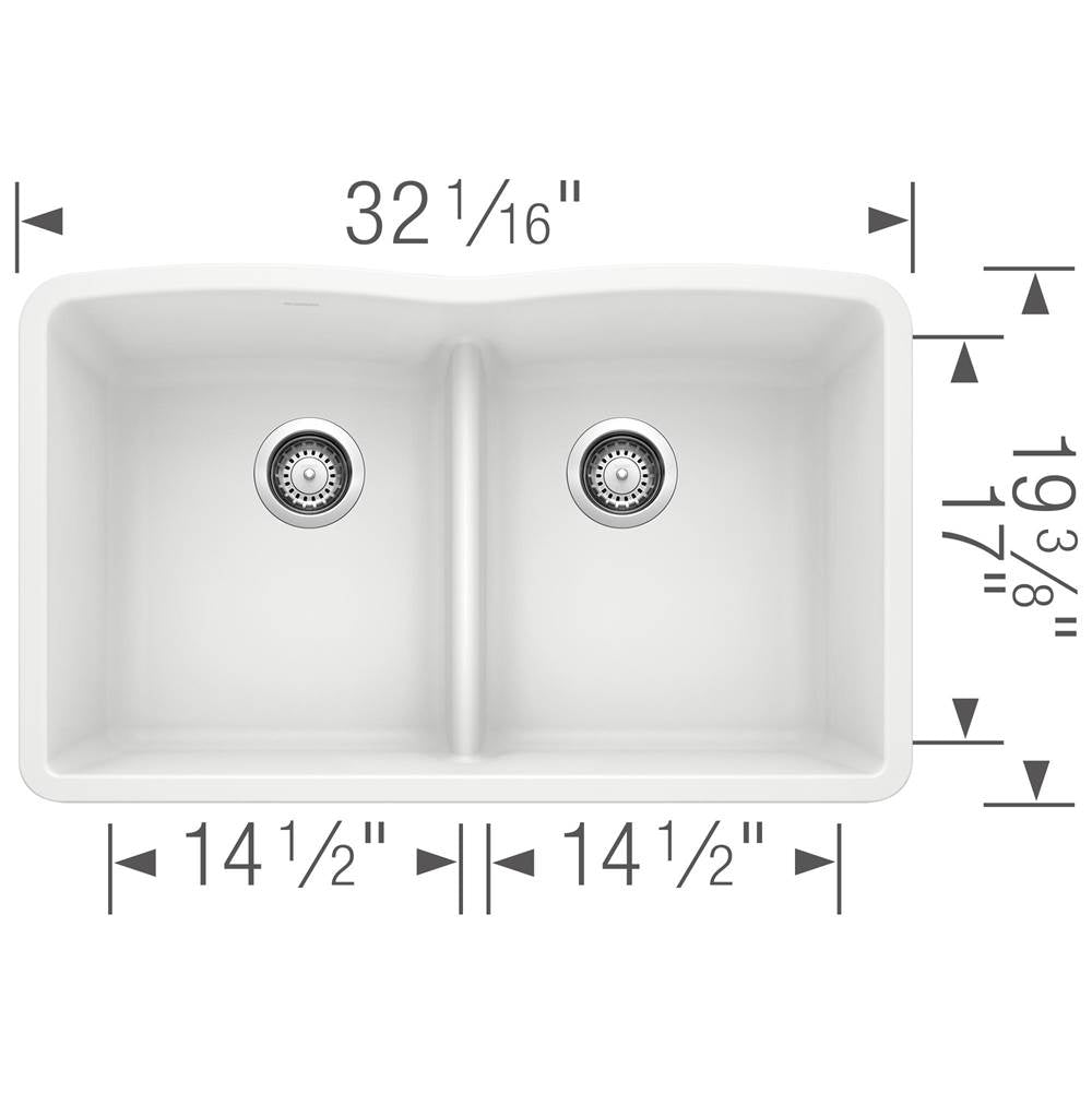 Diamond SILGRANIT 32'' 50/50 Double Bowl Undermount Kitchen Sink with Low Divide - Cinder