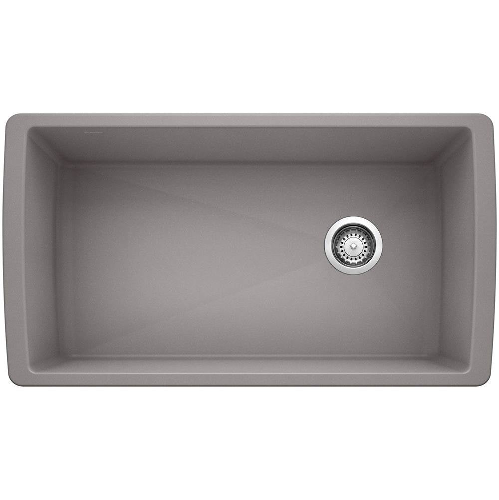 Blanco - Diamond SILGRANIT 33'' Super Single Undermount Kitchen Sink - Metallic Gray - Metallic Gray