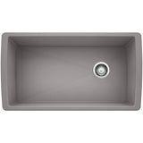Blanco - Diamond SILGRANIT 33'' Super Single Undermount Kitchen Sink - Metallic Gray - Metallic Gray