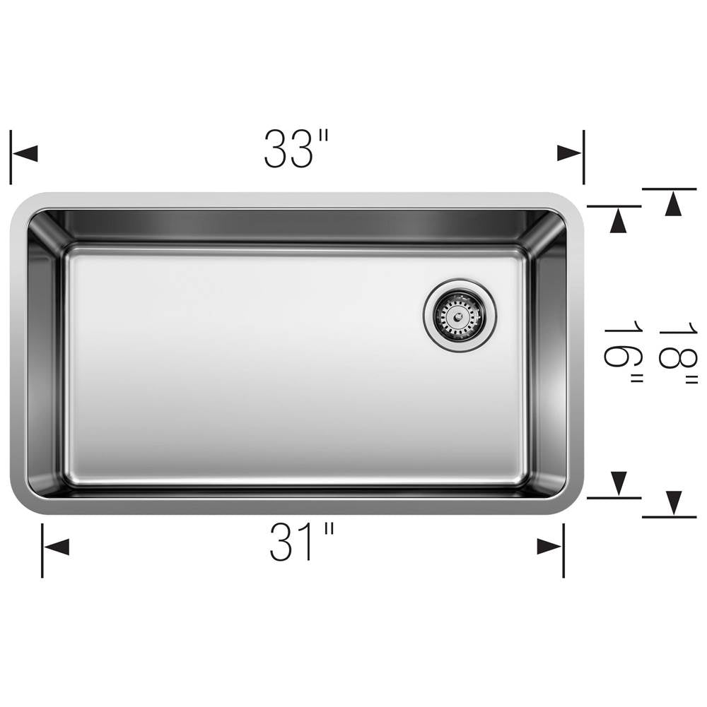 Formera 33'' Super Single Undermount Stainless Steel Kitchen Sink