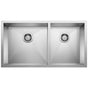 Blanco - Quatrus R0 33'' 60/40 Double Bowl Undermount Stainless Kitchen Sink - Satin Polish