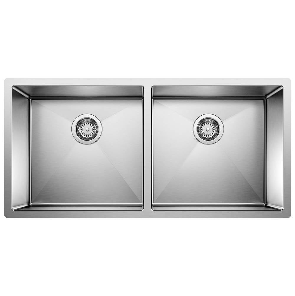 Blanco - Precision R10 37'' 50/50 Double Bowl Undermount Stainless Steel Kitchen Sink - Satin Polish