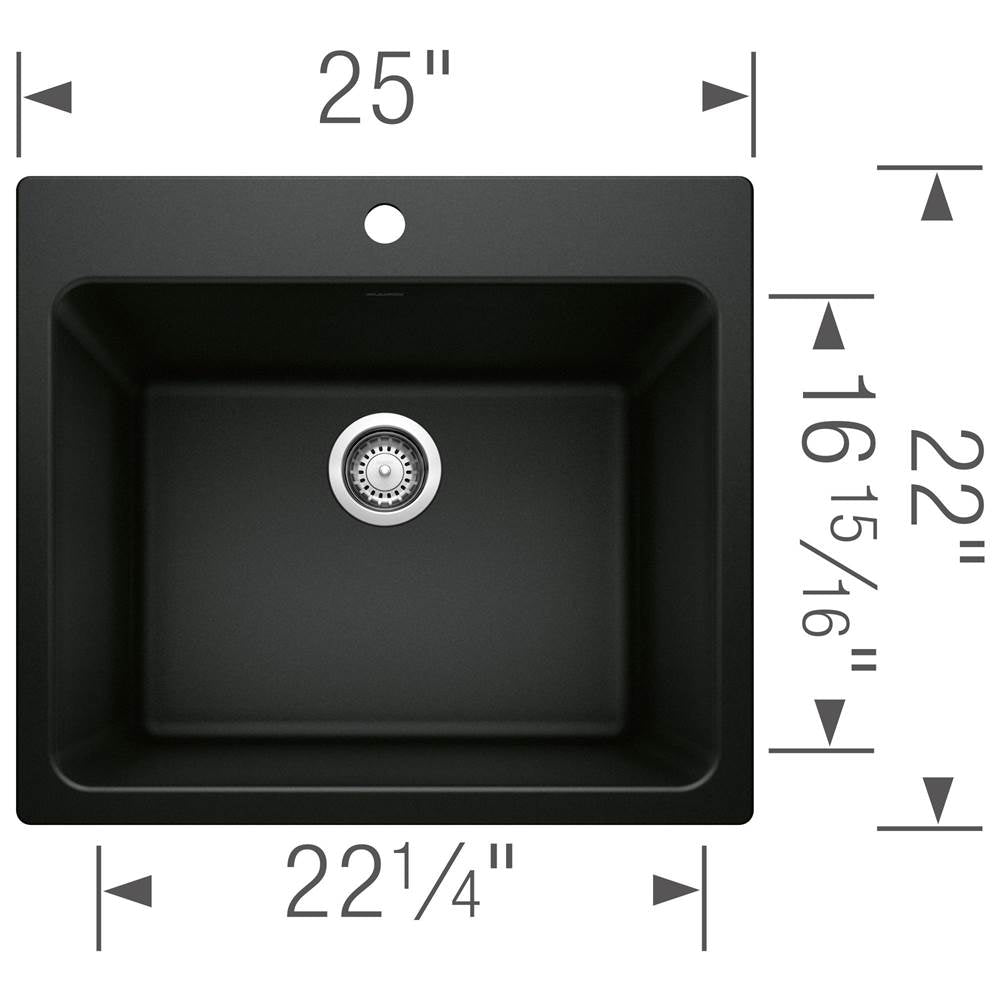 Liven SILGRANIT 25'' Single Bowl Dual Mount Laundry Sink - Anthracite