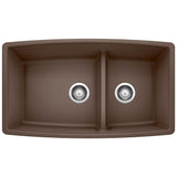 Blanco - Performa SILGRANIT 33'' 60/40 Double Bowl Undermount Kitchen Sink with Low Divide - Cafe - Cafe