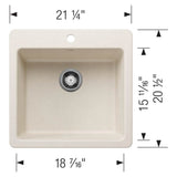 Liven SILGRANIT 21'' Single Bowl Dual Mount Kitchen Sink - Coal Black