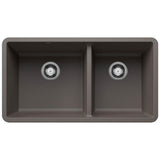 Blanco - Precis SILGRANIT 33'' 60/40 Double Bowl Undermount Kitchen Sink - Volcano Gray - Volcano Gray