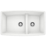 Blanco - Performa SILGRANIT 33'' 60/40 Double Bowl Undermount Kitchen Sink with Low Divide - White - White