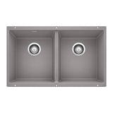 Blanco - Precis SILGRANIT 29'' 50/50 Double Bowl Undermount Kitchen Sink - Metallic Gray - Metallic Gray