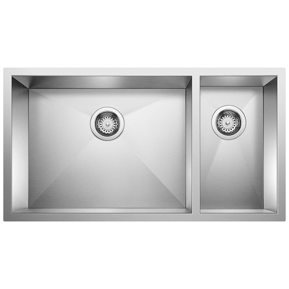 Blanco - Precision R0 33'' 70/30 Double Bowl Undermount Stainless Steel Kitchen Sink - Satin Polish