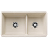 Blanco - Precis SILGRANIT 33'' 60/40 Reversible Double Bowl Undermount Kitchen Sink with Low Divide - Soft White - Soft White