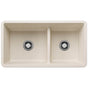 Blanco - Precis SILGRANIT 33'' 60/40 Reversible Double Bowl Undermount Kitchen Sink with Low Divide - Soft White - Soft White
