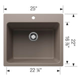 Liven SILGRANIT 25'' Single Bowl Dual Mount Laundry Sink - Anthracite