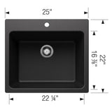 Liven SILGRANIT 25'' Single Bowl Dual Mount Laundry Sink - Anthracite