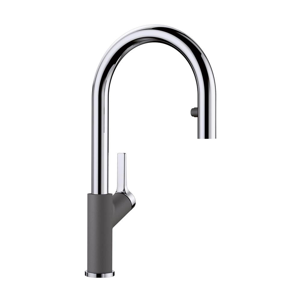 Blanco - Urbena Pull-Down Dual-Spray Kitchen Faucet - Chrome/Cinder - Chrome With Cinder