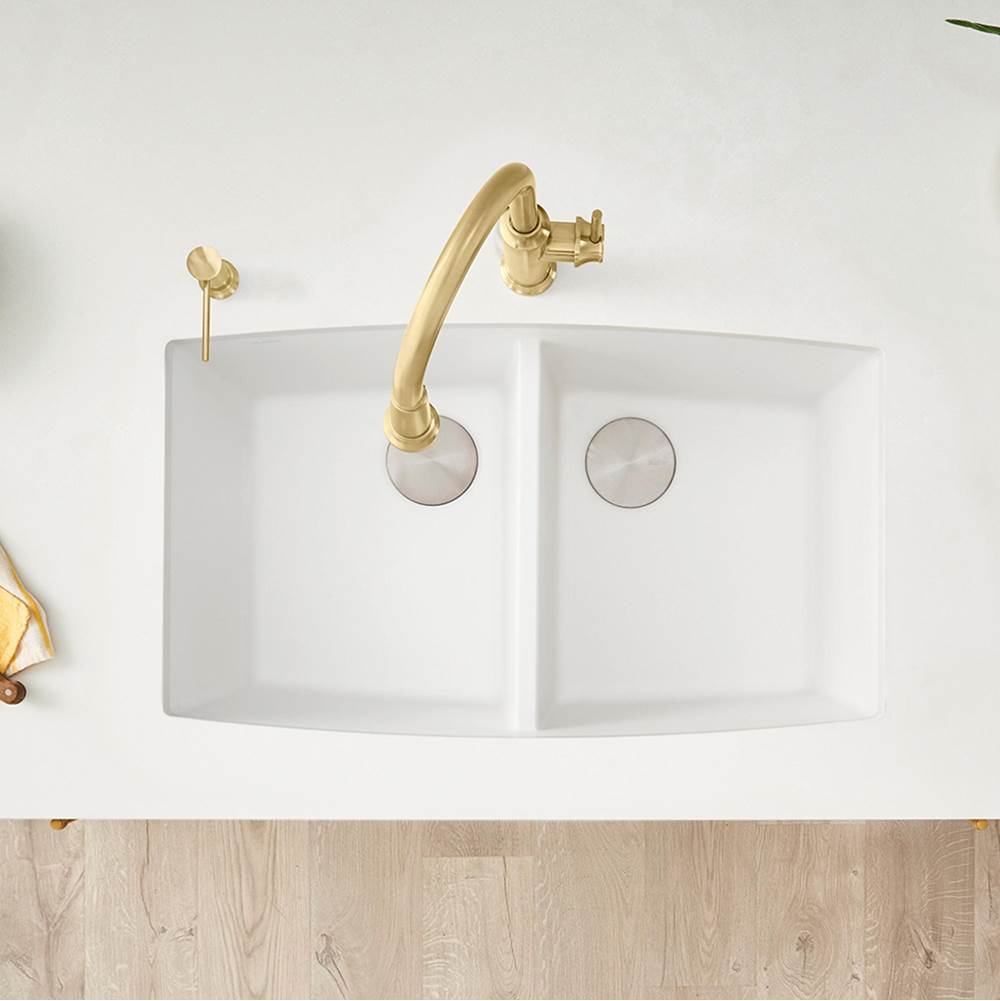 Performa SILGRANIT 33'' 50/50 Double Bowl Undermount Kitchen Sink - Cafe