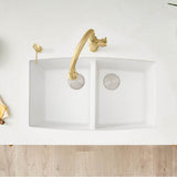 Performa SILGRANIT 33'' 50/50 Double Bowl Undermount Kitchen Sink - Cafe