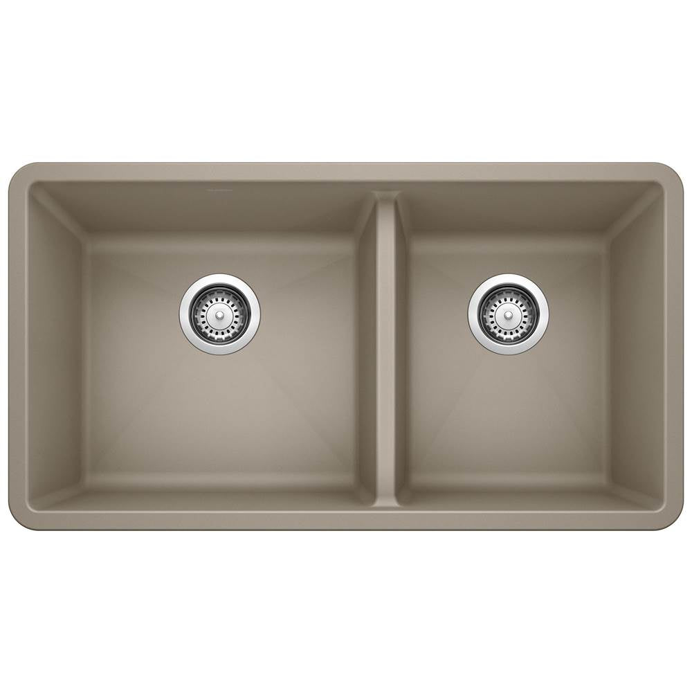 Blanco - Precis SILGRANIT 33'' 60/40 Double Bowl Undermount Kitchen Sink - Truffle - Truffle