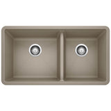 Blanco - Precis SILGRANIT 33'' 60/40 Double Bowl Undermount Kitchen Sink - Truffle - Truffle