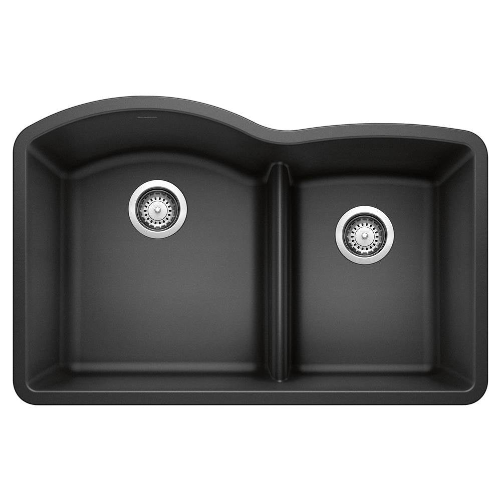 Blanco - Diamond SILGRANIT 32'' 60/40 Double Bowl Undermount Kitchen Sink with Low Divide - Anthracite - Anthracite