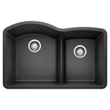 Blanco - Diamond SILGRANIT 32'' 60/40 Double Bowl Undermount Kitchen Sink with Low Divide - Anthracite - Anthracite