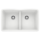 Blanco - Diamond SILGRANIT 32'' 50/50 Double Bowl Undermount Kitchen Sink - White - White
