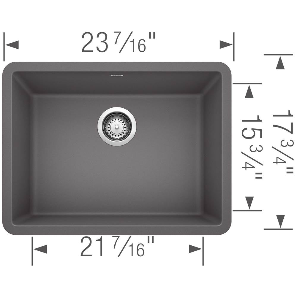 Precis SILGRANIT 24'' Single Bowl Undermount Kitchen Sink - Coal Black