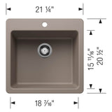 Liven SILGRANIT 21'' Single Bowl Dual Mount Kitchen Sink - Coal Black