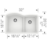 Diamond SILGRANIT 32'' 60/40 Double Bowl Undermount Kitchen Sink with Low Divide - Anthracite