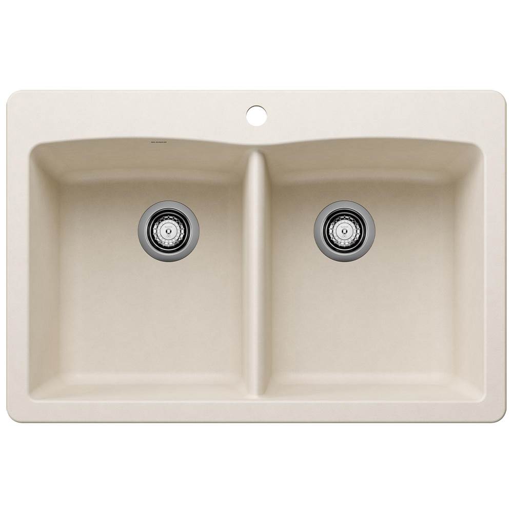 Blanco - Diamond SILGRANIT 33'' 50/50 Double Bowl Dual Mount Kitchen Sink - Soft White - Soft White