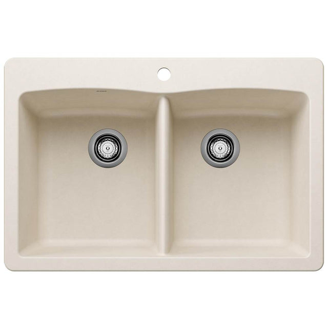 Blanco - Diamond SILGRANIT 33'' 50/50 Double Bowl Dual Mount Kitchen Sink - Soft White - Soft White