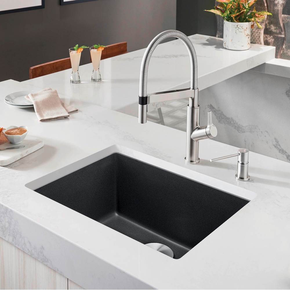 Precis SILGRANIT 24'' Single Bowl Undermount Kitchen Sink - Coal Black