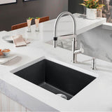 Precis SILGRANIT 24'' Single Bowl Undermount Kitchen Sink - Coal Black