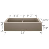 Vintera SILGRANIT 33'' Double Bowl Apron-Front Farmhouse Sink - Anthracite
