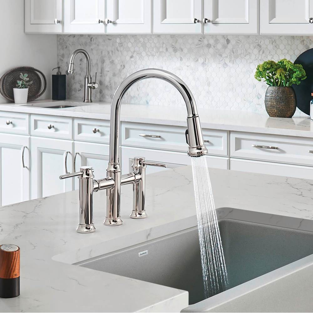 Empressa Pull-Down Dual-Spray Bridge Faucet - Chrome