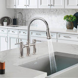 Empressa Pull-Down Dual-Spray Bridge Faucet - Chrome