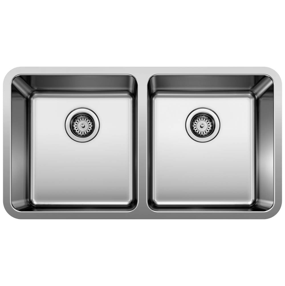 Blanco - Formera 33'' 50/50 Double Bowl Undermount Stainless Steel Kitchen Sink - Satin Polish