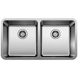 Blanco - Formera 33'' 50/50 Double Bowl Undermount Stainless Steel Kitchen Sink - Satin Polish