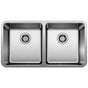 Blanco - Formera 33'' 50/50 Double Bowl Undermount Stainless Steel Kitchen Sink - Satin Polish