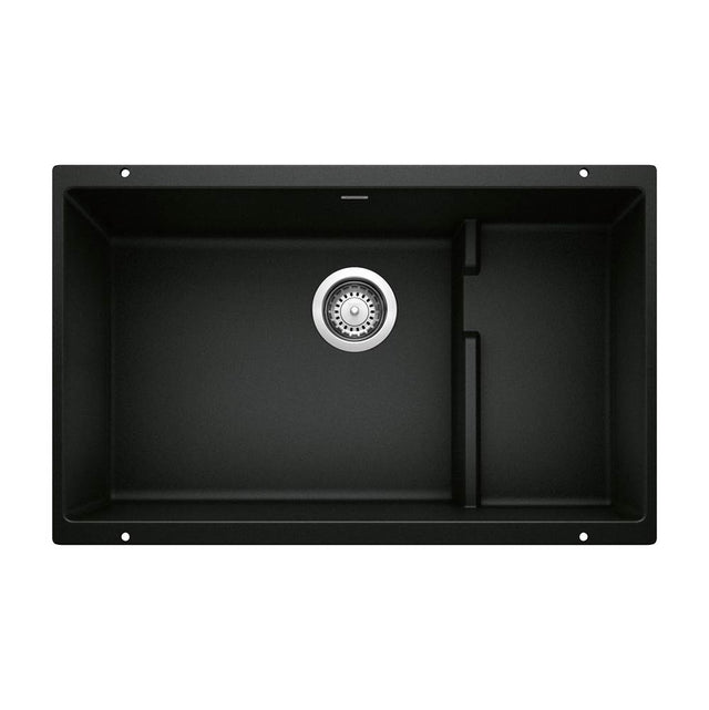 Blanco - Precis Cascade SILGRANIT 29'' Single Bowl Undermount Kitchen Sink with Colander - Coal Black - Coal Black