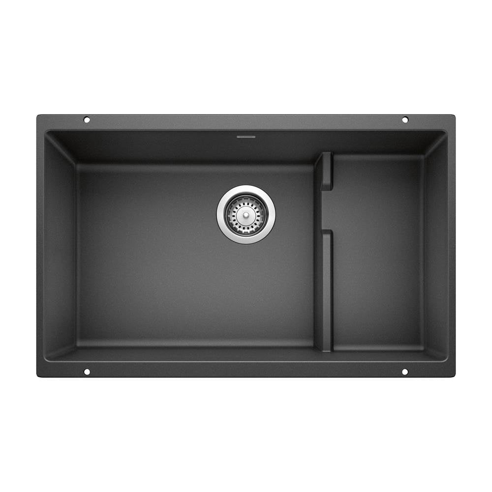 Blanco - Precis Cascade SILGRANIT 29'' Single Bowl Undermount Kitchen Sink with Colander - Anthracite - Anthracite