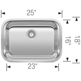 Stellar 25'' Single Bowl Undermount Stainless Steel Kitchen Sink