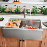 Quatrus R15 Ergon 33'' Single Bowl Apron-Front Stainless Steel Farmhouse Sink
