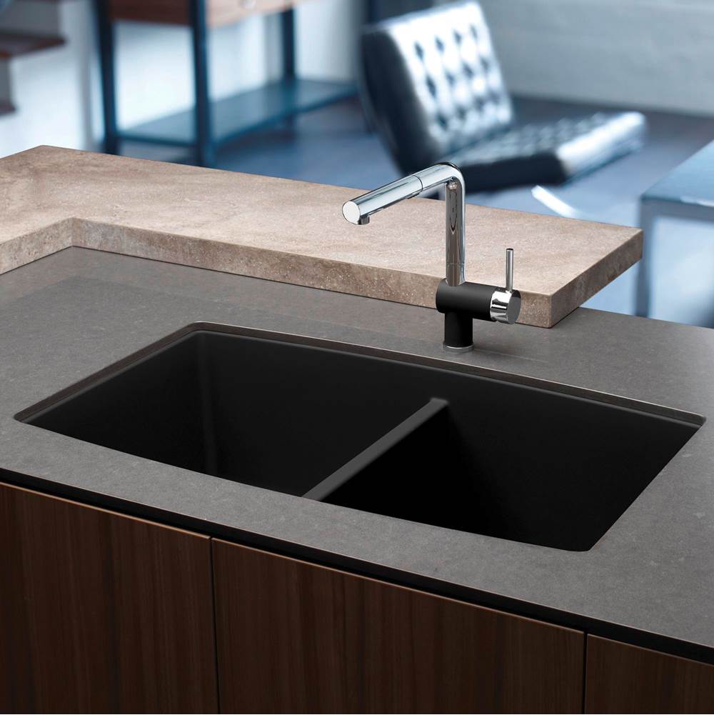 Performa SILGRANIT 33'' 50/50 Double Bowl Undermount Kitchen Sink - Cafe