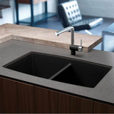 Performa SILGRANIT 33'' 50/50 Double Bowl Undermount Kitchen Sink - Cafe