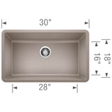 Precis SILGRANIT 30'' Single Bowl Undermount Kitchen Sink - Cinder