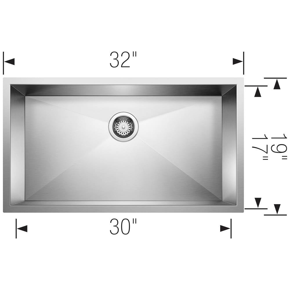 Precision R0 32'' Super Single Bowl Undermount Stainless Steel Kitchen Sink