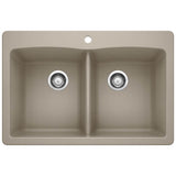 Blanco - Diamond SILGRANIT 33'' 50/50 Double Bowl Dual Mount Kitchen Sink - Truffle - Truffle