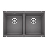 Blanco - Precis SILGRANIT 29'' 50/50 Double Bowl Undermount Kitchen Sink - Cinder - Cinder