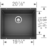 Precis SILGRANIT 21'' Single Bowl Undermount Kitchen Sink - Coal Black