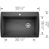Diamond SILGRANIT 33.5'' Super Single Dual Mount Kitchen Sink - Cafe